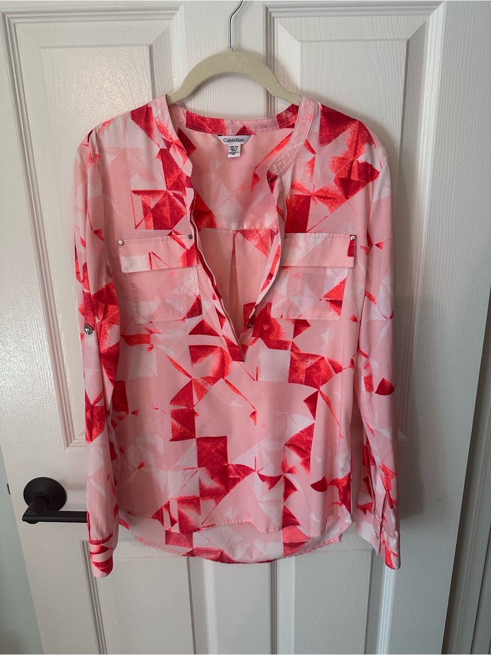 Calvin Klein Pink and Red Abstract Geometric Tunic